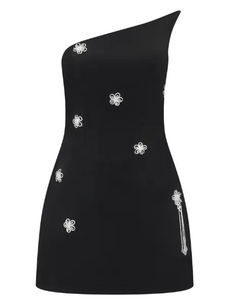 LIVA Strapless Diamante Floral Trim Mini Dress